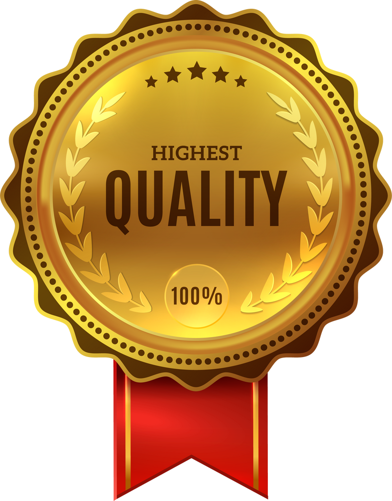 Highest quality mark. Golden badge for best product